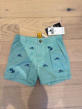 Children's Mint Green Embroidered Marlin Shorts